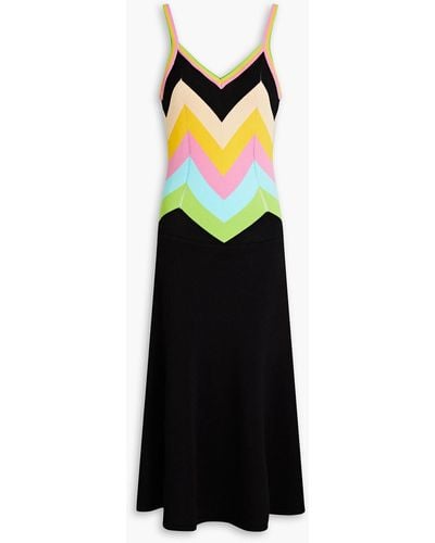 Boutique Moschino Striped Knitted Maxi Dress - Black