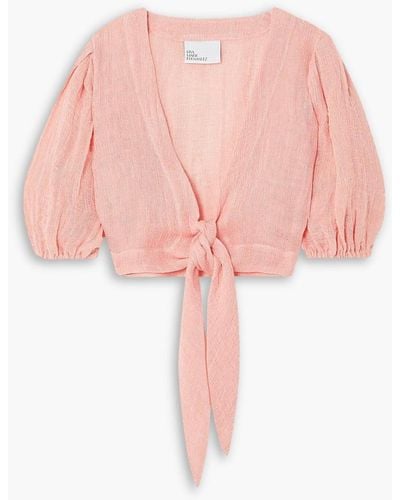 Lisa Marie Fernandez Cropped Linen-blend Gauze Top - Pink