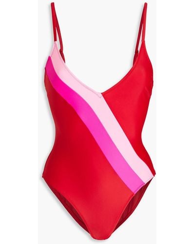ASOS LUXE color block suit set in red & pink
