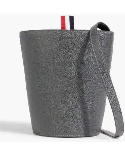 Thom Browne Pebbled-leather Bucket Bag - White