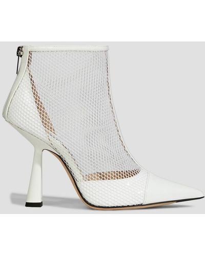 Jimmy Choo Kix 100 Patent-leather And Mesh Ankle Boots - White