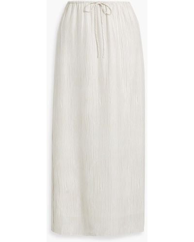 ATM Striped Silk-crepe Midi Skirt - White