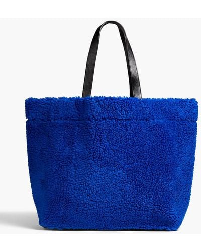 Stand Studio Shopping tote bag aus shearling-imitat - Blau