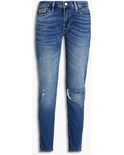 FRAME Le garcon boyfriend-jeans mit schmalem bein in distressed-optik - Blau