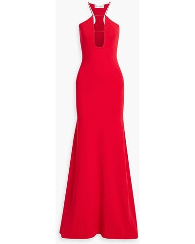Victoria Beckham Cutout Crepe Gown - Red