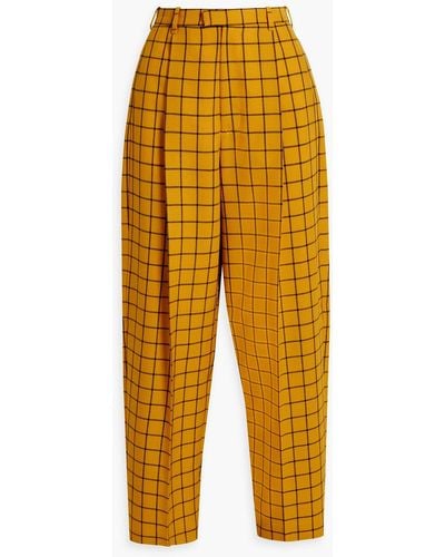 Marni Checked Wool-jacquard Tapered Pants - Yellow