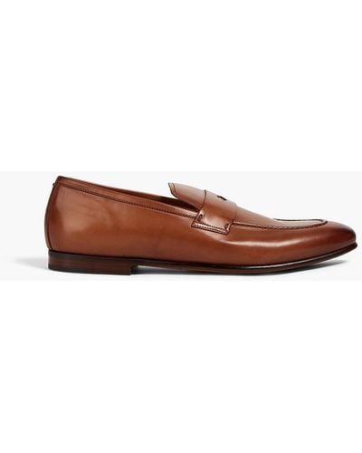 Dunhill Chiltern Burnished Leather Loafers - Brown