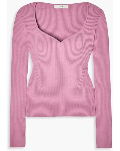 LVIR Asymmetric Ribbed-knit Top - Pink