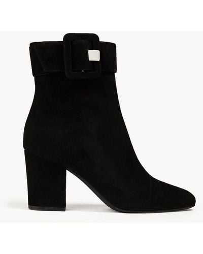 Sergio Rossi Buckled Suede Ankle Boots - Black