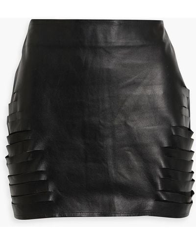 Zeynep Arcay Sliced Leather Mini Skirt - Black