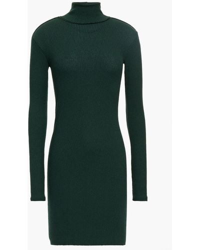 Enza Costa Ribbed Modal-blend Turtleneck Mini Dress - Green