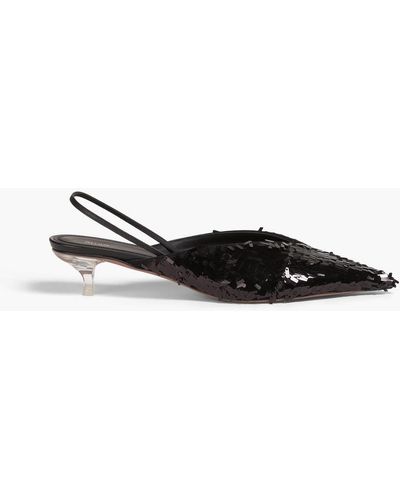 Neous Sequined Neoprene Slingback Court Shoes - Black