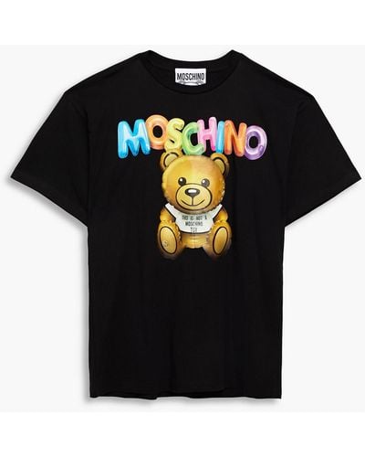Moschino T-shirt aus baumwoll-jersey mit logoprint - Schwarz