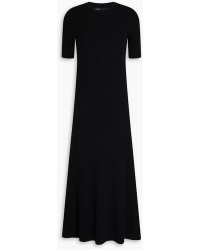 Maje Cutout Ribbed-knit Midi Dress - Black