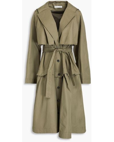 Palmer//Harding Inhale Cotton-drill Hooded Trench Coat - Green