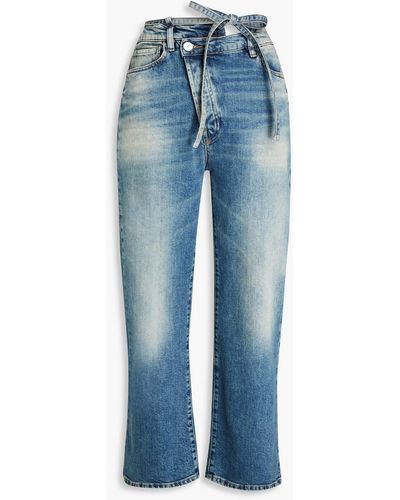 3x1 Belted Faded High-rise Straight-leg Jeans - Blue