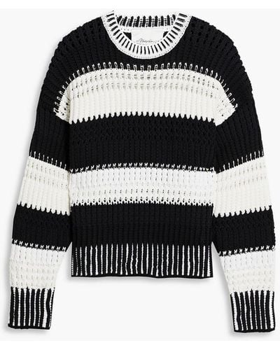 3.1 Phillip Lim Striped Open-knit Jumper - Black