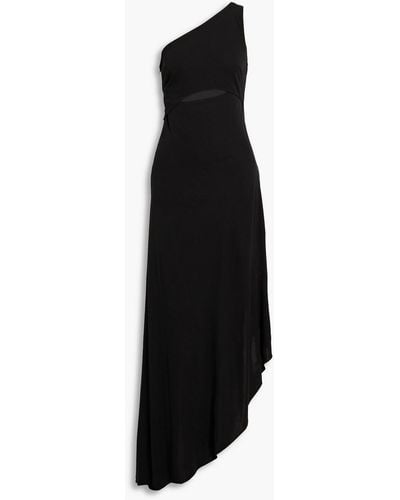 Halston Clara One-shoulder Cutout Jersey Dress - Black