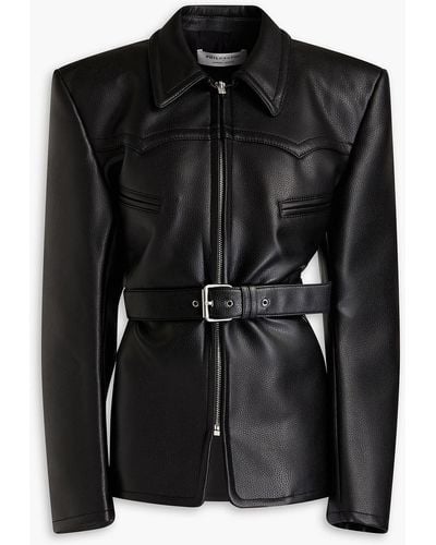 Philosophy Di Lorenzo Serafini Gathered Faux Textured-leather Jacket - Black