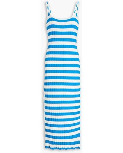 Solid & Striped The Kimberly Striped Ribbed-knit Midi Dress - Blue