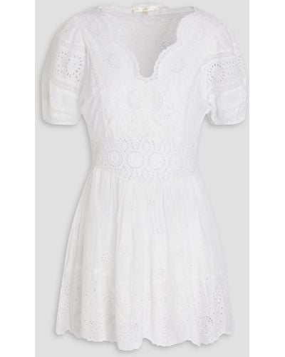 LoveShackFancy Valente Scalloped Broderie Anglaise Mini Dress - White