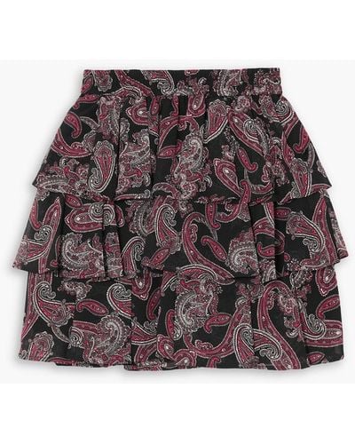 MICHAEL Michael Kors Tiered Ruffled Paisley-print Georgette Mini Skirt - Black