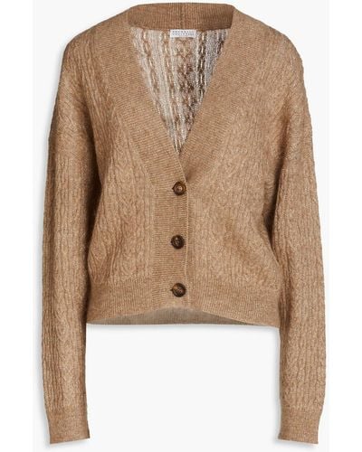 Brunello Cucinelli Oversized Cable-knit Cardigan - Natural