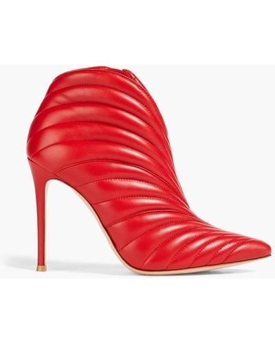 Gianvito Rossi Eiko Quilted Leather Ankle Boots - Red
