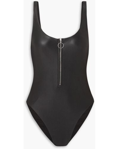Les Girls, Les Boys Zip-detailed Coated Swimsuit - Black