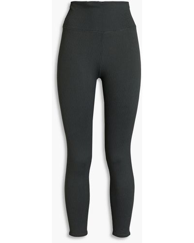 GOOD AMERICAN Cropped Ribbed Stretch-jersey leggings - Black