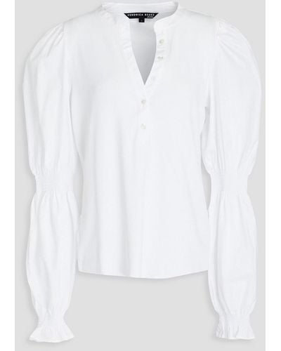 Veronica Beard Effy Ribbed Stretch-pima Cotton Jersey Top - White