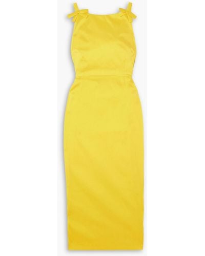 BERNADETTE Kim Open-back Bow-embellished Taffeta Midi Dress - Yellow