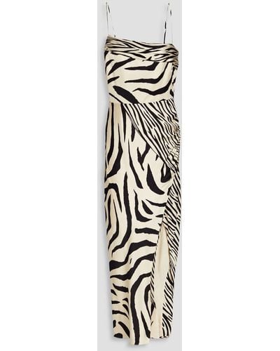Nicholas Skyler Zebra-print Silk-satin Midi Dress - White