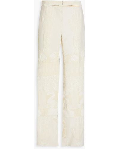 Valentino Garavani Metallic Silk-blend Chenille-jacquard Wide-leg Trousers - White