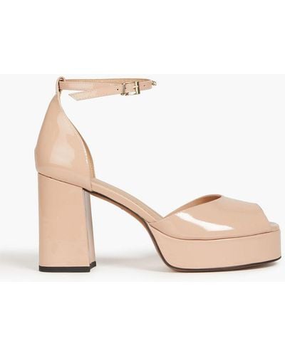 Maje Crystal-embellished Patent-leather Platform Sandals - Natural