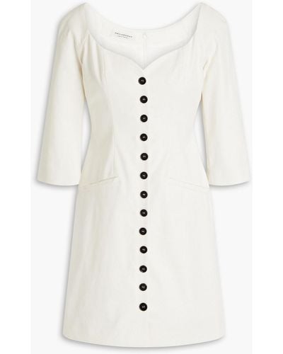 Philosophy Di Lorenzo Serafini Button-embellished Cotton-blend Grosgrain Mini Dress - White