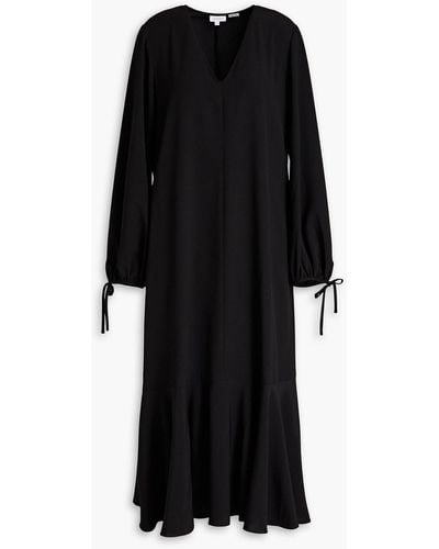 RHODE Ami Fluted Crepe De Chine Midi Dress - Black