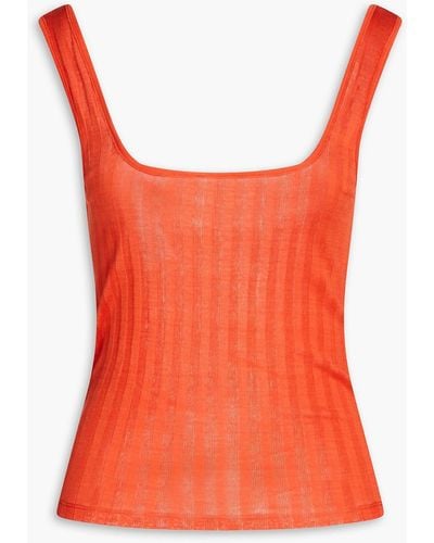 Vince Ribbed Cotton-jersey Tank - Red
