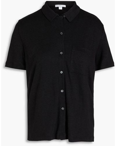 James Perse Linen-blend Jersey Shirt - Black