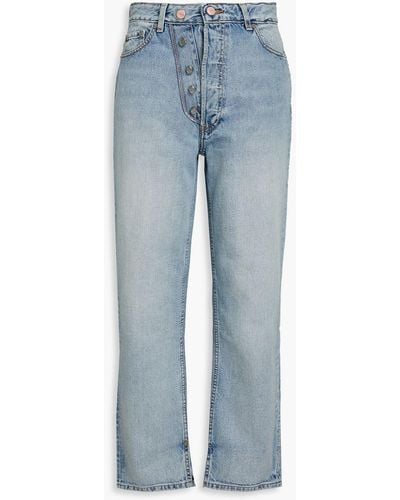 Ganni Hoch sitzende jeans mit geradem bein in ausgewaschener optik - Blau