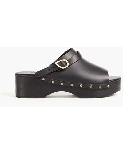 Ancient Greek Sandals Studded Leather Clogs - Black