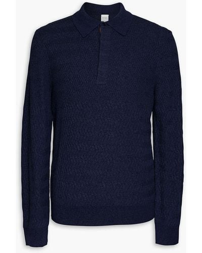 Paul Smith Ribbed Merino Wool Polo Sweater - Blue