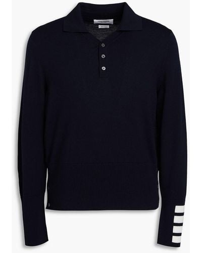 Thom Browne Merino Wool Polo Sweater - Blue