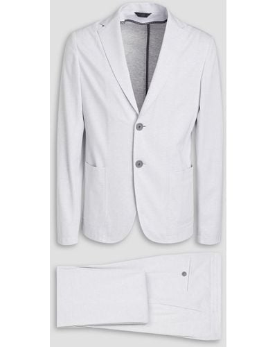 Canali Mélange Cotton And Linen-blend Jersey Suit - White