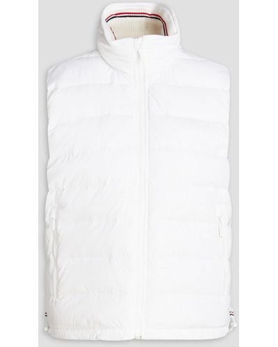 Thom Browne Striped Quilted Shell Down Vest - White