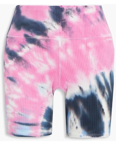 WSLY The Rivington Tie-dyed Ribbed Stretch-modal Jersey Shorts - Pink