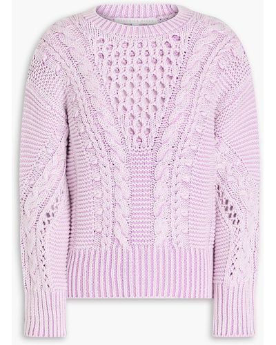 Veronica Beard Eleanor Open And Cable-knit Cotton Jumper - Pink