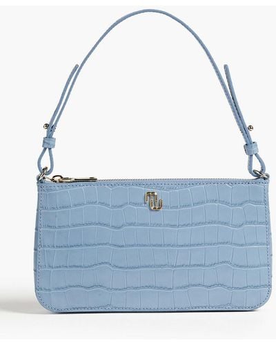 Maje Croc-effect Leather Shoulder Bag - Blue