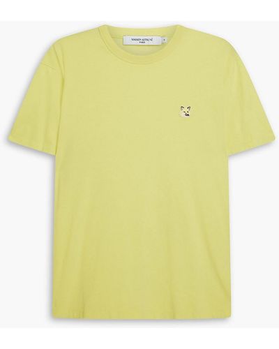 Maison Kitsuné T-shirt aus baumwoll-jersey mit applikationen - Gelb