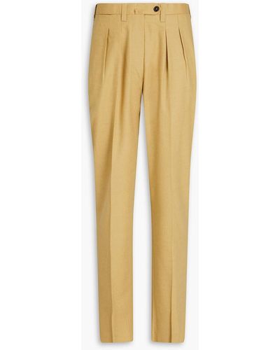 Giuliva Heritage Husband Pleated Wool Tapered Trousers - Yellow